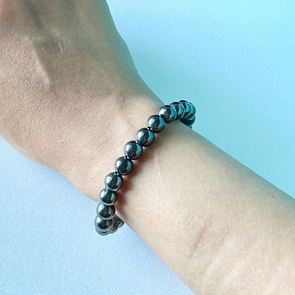 Hematite Bracelet 7” Stretch 8mm Bead Diameter - Picture 4 of 4